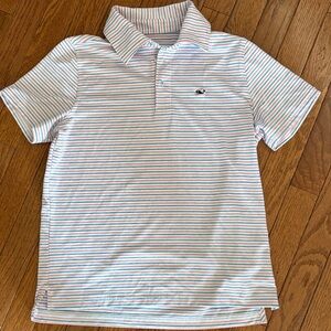 Vineyard Vines Kids Polo in Blue, Orange and White Stripes